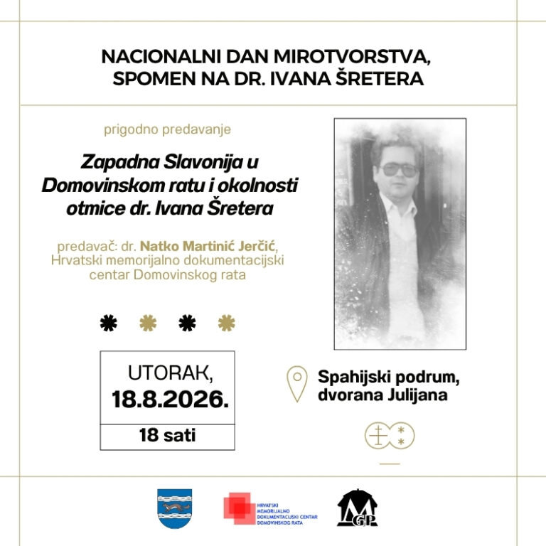 Nacionalni dan mirotvorstva, spomen na dr. Ivana Šretera (Objava na Facebooku)